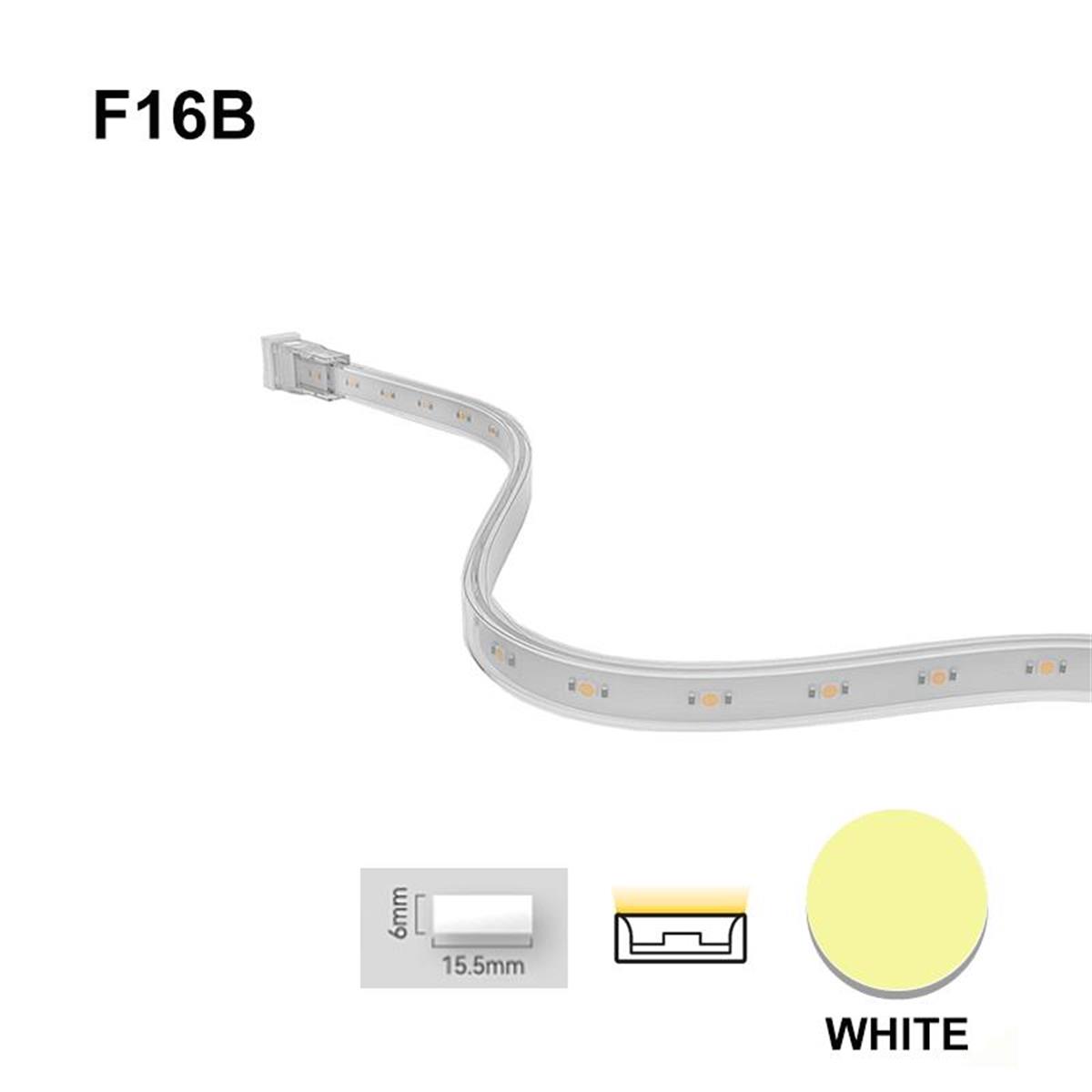 Flexglo F16B, Flexibel linjär armatur för fast vitt ljus, 350-900 lm/m